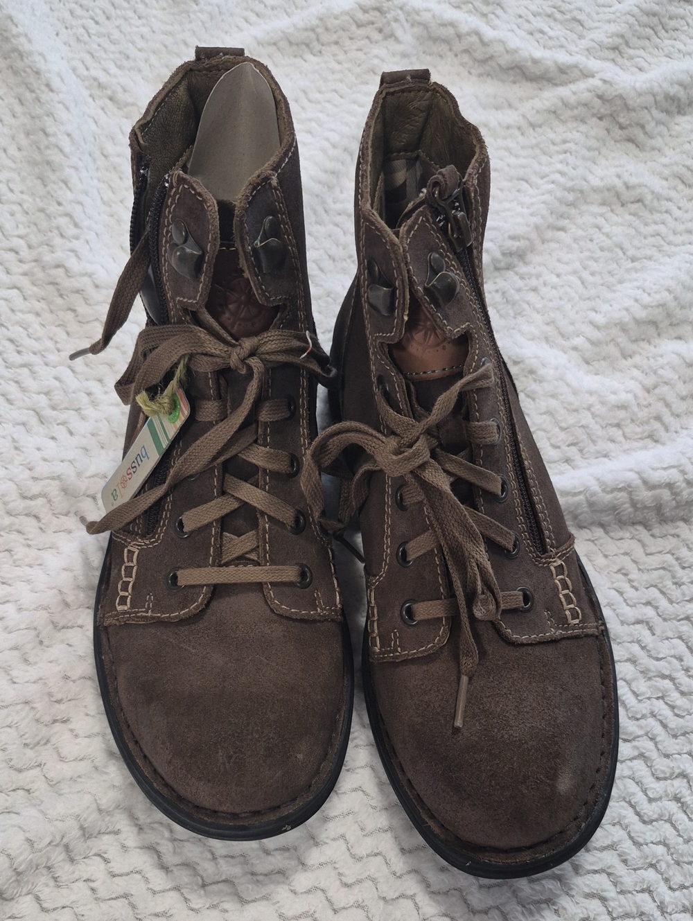 bussola Brown Suede Lace-Up Ankle Boots